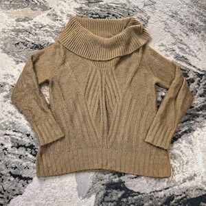 A New Approach A.N.A Cable Knit Sweater Womens XL Brown Soft Cozy Turtleneck